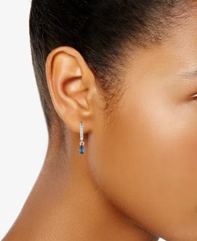Givenchy Crystal Charm Pave Huggie Hoop Earrings In Navy