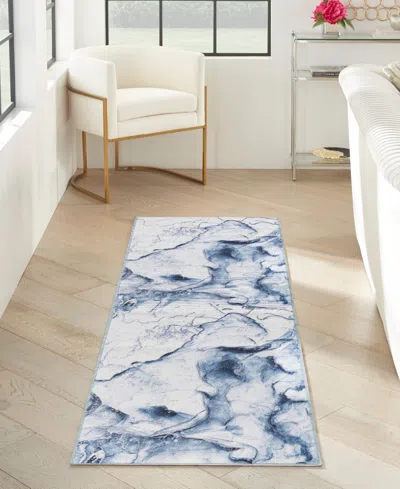 Inspire Me! Home Decor Daydream Washable Ddr01 2'2"x7'6" Runner Area Rug In Ivory,blue