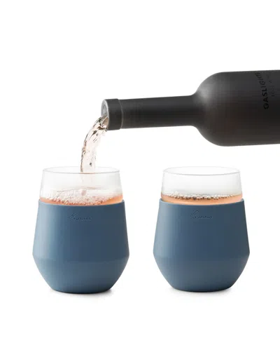 Rabbit Freezable Wine Glasses, Set Of 2, Slate In Blue