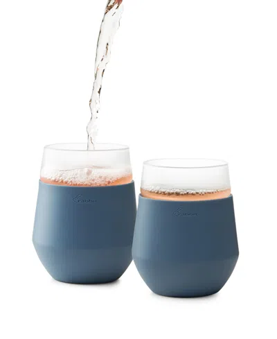 Rabbit Freezable Wine Glasses, Set Of 2, Slate In Blue