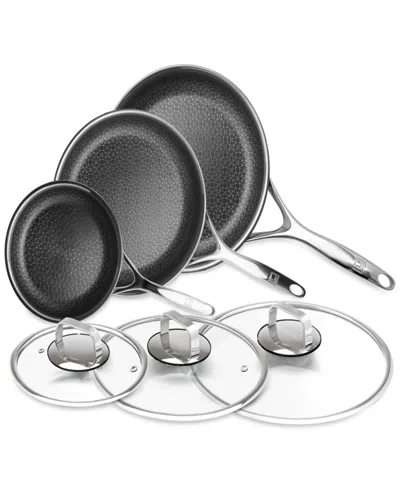 Livwell Diamondclad 7-pc. Hybrid Nonstick Stainless Steel Frypan And Wok Set In Silver