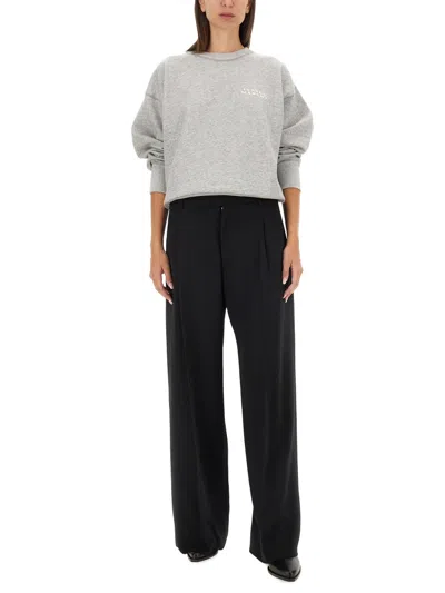 Isabel Marant Romina Pinstripe Crepe Wide Leg Pants In Black