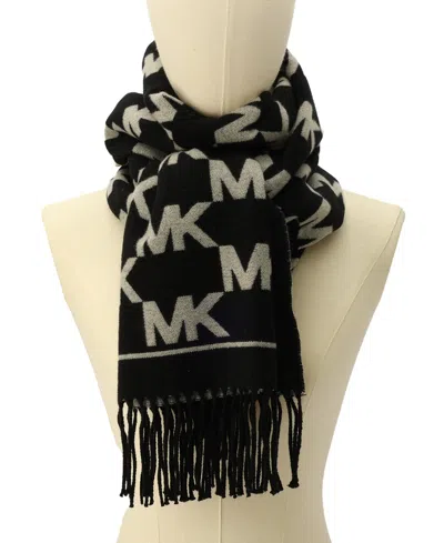 Michael Kors Michael  Women's Metallic Logo Wrap Scarf In Black Silver