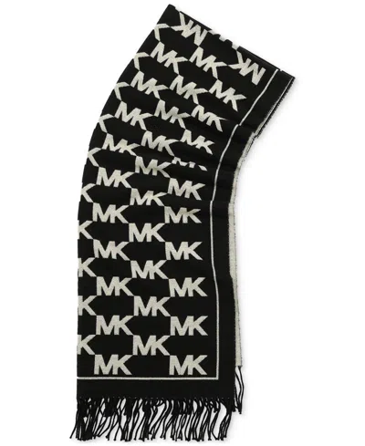 Michael Kors Michael  Women's Metallic Logo Wrap Scarf In Black Silver