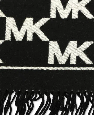 Michael Kors Michael  Women's Metallic Logo Wrap Scarf In Black Silver