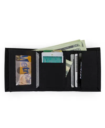 Timberland Men's Nylon Trifold Leather Wallet In Black