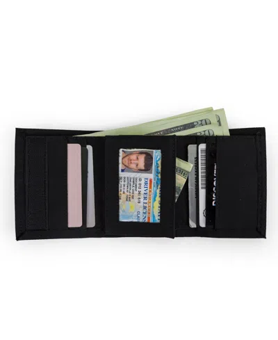 Timberland Men's Nylon Trifold Leather Wallet In Black