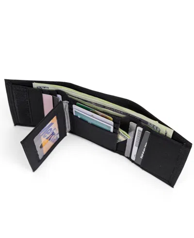 Timberland Men's Nylon Trifold Leather Wallet In Black