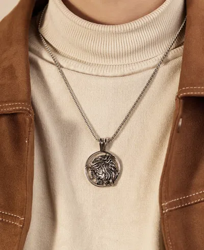 Rhona Sutton Silver Jesus Stainless Steel Pendant Necklace In Silver