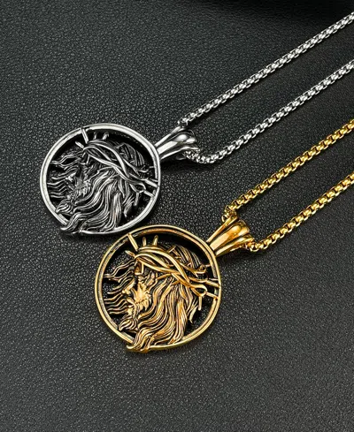 Rhona Sutton Silver Jesus Stainless Steel Pendant Necklace In Silver