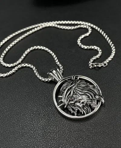 Rhona Sutton Silver Jesus Stainless Steel Pendant Necklace In Silver