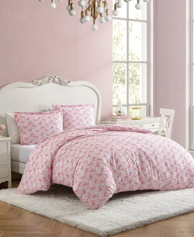 Betsey Johnson Wonderland Stripe Reversible 3-pc. Duvet Cover Set, Full/queen In Petal Pink