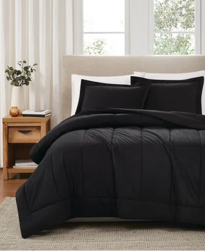 Brooklyn Loom Solid Cotton Percale 2-pc. Comforter Set, Twin/twin Xl In Black