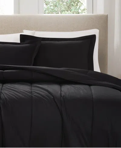 Brooklyn Loom Solid Cotton Percale 2-pc. Comforter Set, Twin/twin Xl In Black