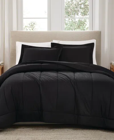 Brooklyn Loom Solid Cotton Percale 2-pc. Comforter Set, Twin/twin Xl In Black