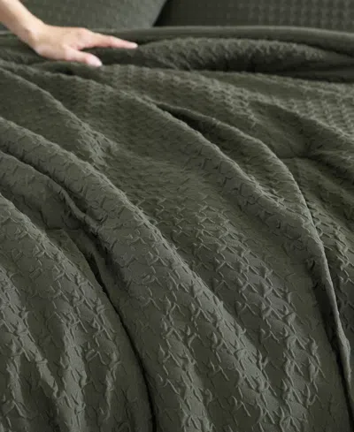Kenneth Cole New York Houndstooth Embossed 2-pc. Comforter Set, Twin In Forest Green
