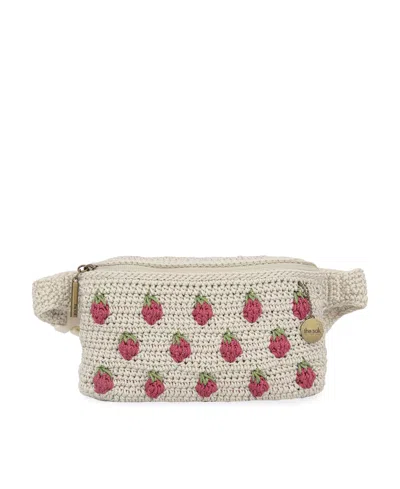 The Sak Caraway Crochet Small Belt Bag In Natural Strawberries