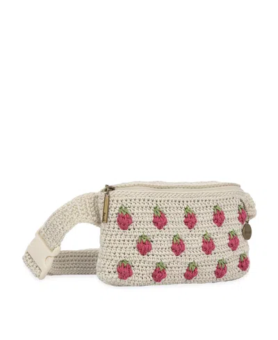 The Sak Caraway Crochet Small Belt Bag In Natural Strawberries
