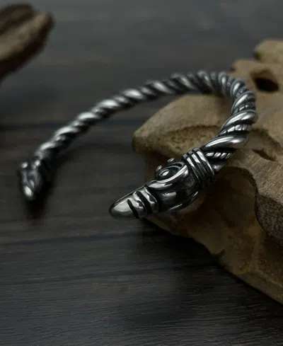 Rhona Sutton Twisted Eagle Stainless Steel Bangle In Silver