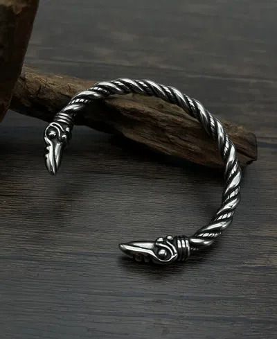 Rhona Sutton Twisted Eagle Stainless Steel Bangle In Silver