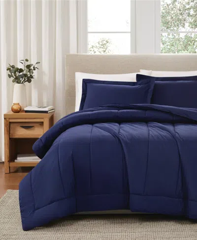Brooklyn Loom Solid Cotton Percale 2-pc. Comforter Set, Twin/twin Xl In Navy