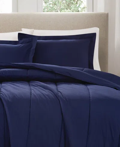 Brooklyn Loom Solid Cotton Percale 2-pc. Comforter Set, Twin/twin Xl In Navy