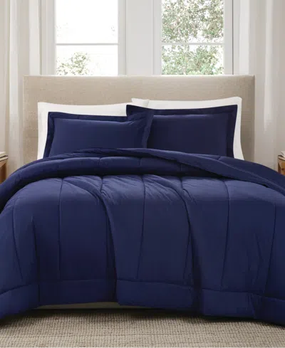Brooklyn Loom Solid Cotton Percale 2-pc. Comforter Set, Twin/twin Xl In Navy