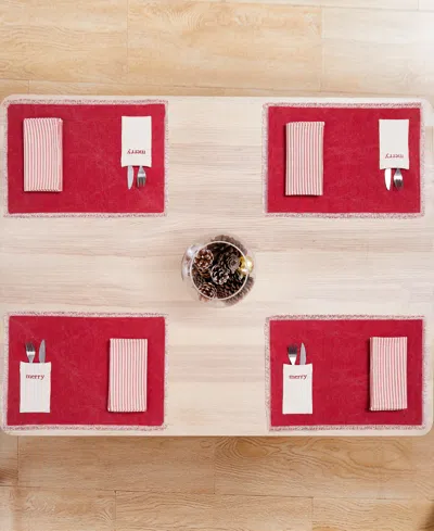 Avanti Merry Polyester 8 Piece Placemats/napkins Set In Red
