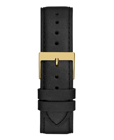 Guess Men's Analog Black Leather Watch, 44mm In Black