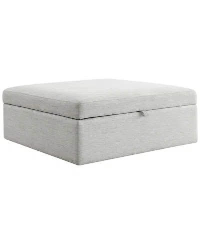 Abbyson Living 35.8" Wood Wren Square Storage Ottoman In Ivory