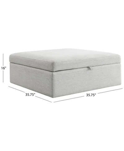 Abbyson Living 35.8" Wood Wren Square Storage Ottoman In Ivory