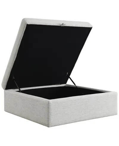 Abbyson Living 35.8" Wood Wren Square Storage Ottoman In Ivory