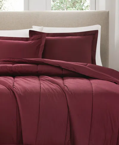 Brooklyn Loom Solid Cotton Percale 2-pc. Comforter Set, Twin/twin Xl In Burgundy