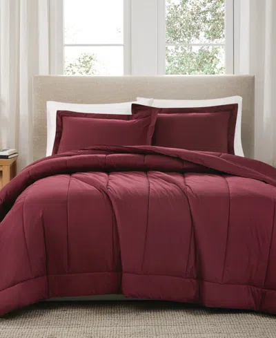 Brooklyn Loom Solid Cotton Percale 2-pc. Comforter Set, Twin/twin Xl In Burgundy