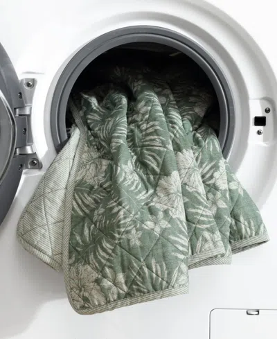 Tommy Bahama Home Hibiscus Jungle Reversible 3-pc. Quilt Set, Full/queen In Jungle Green