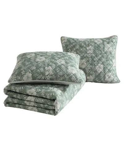 Tommy Bahama Home Hibiscus Jungle Reversible 3-pc. Quilt Set, Full/queen In Jungle Green