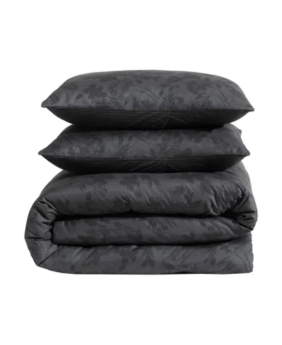 Kenneth Cole New York Silhouette Floral 4-pc. Comforter Set, Full/queen In Black