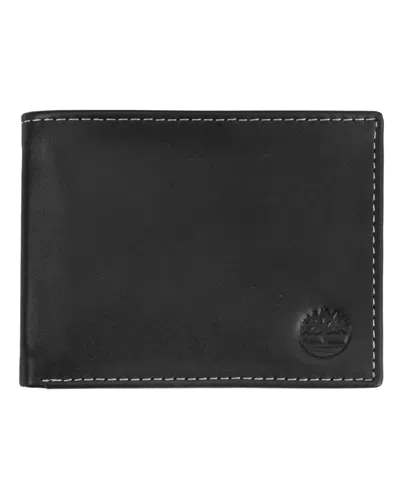 Timberland Men's Cloudy Passcase Leather Wallet In Black