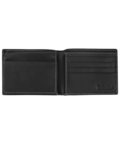 Timberland Men's Cloudy Passcase Leather Wallet In Black