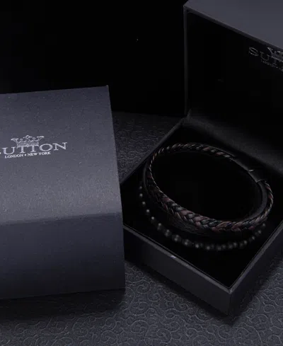 Rhona Sutton Axis Beaded Leather Bracelet In Black