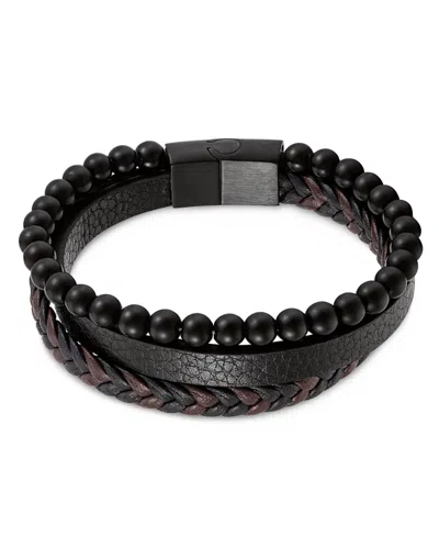 Rhona Sutton Axis Beaded Leather Bracelet In Black