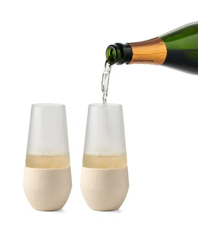 Rabbit Freezable Champagne Glasses, Set Of 2 In Lt Beige