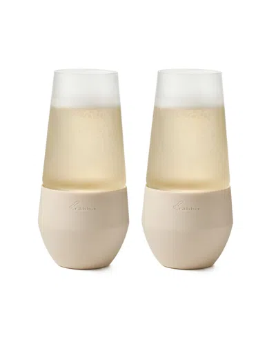 Rabbit Freezable Champagne Glasses, Set Of 2 In Lt Beige