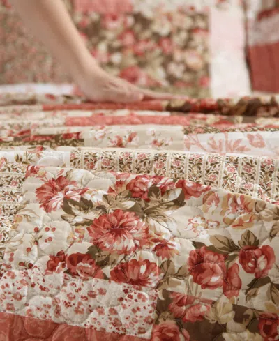 Laura Ashley Harrietta Patchwork Reversible 3-pc. Quilt Set, King In Rosewood,gold