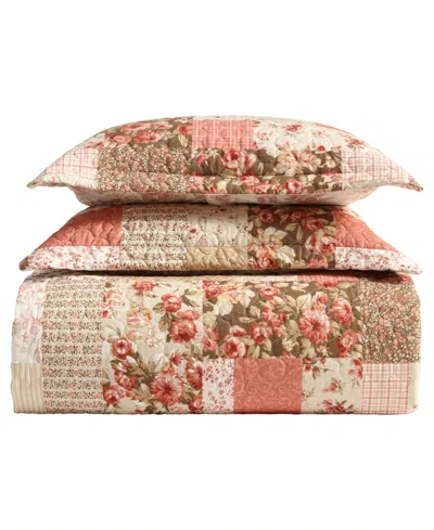 Laura Ashley Harrietta Patchwork Reversible 3-pc. Quilt Set, King In Rosewood,gold
