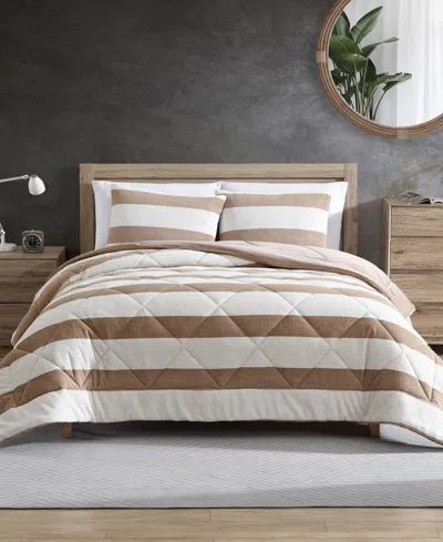 Nautica Lawndale Twill Plush Comforter Set In Almond,camel
