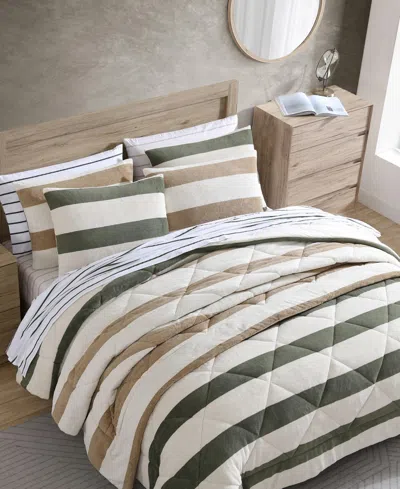 Nautica Lawndale Twill Plush Comforter Set In Almond,camel