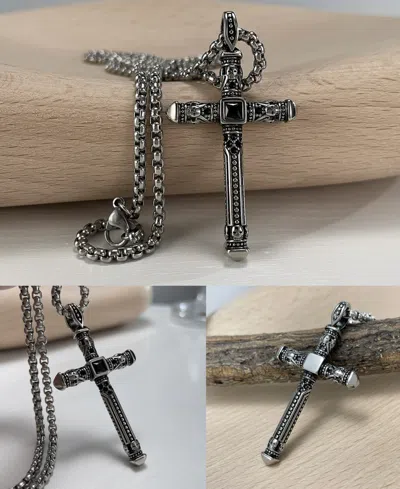 Rhona Sutton Biblical Cross Stainless Steel Pendant Necklace In Silver