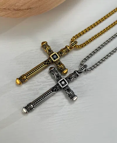 Rhona Sutton Biblical Cross Stainless Steel Pendant Necklace In Silver