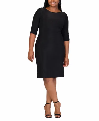 24seven Comfort Apparel Plus Size Mini Party Dress In Black
